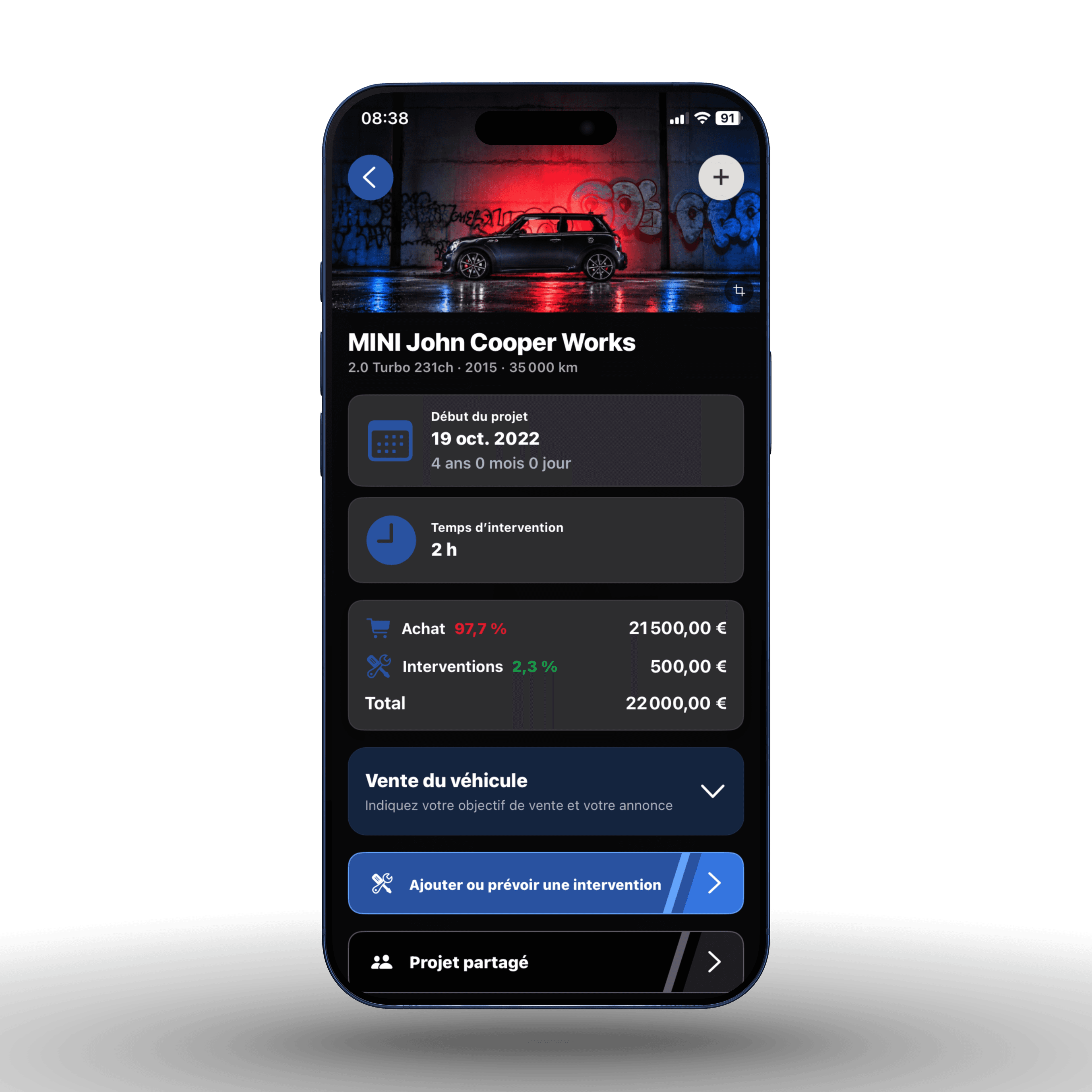 Projet MINI John Cooper Works dans l’application Gerry