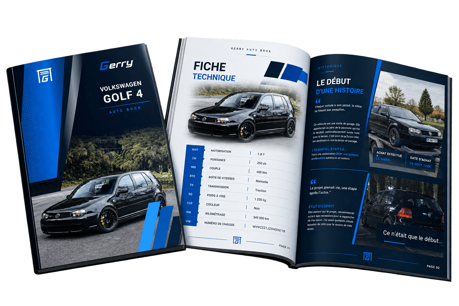 Magazine automobile Gerry personnalisé, fermé et ouvert