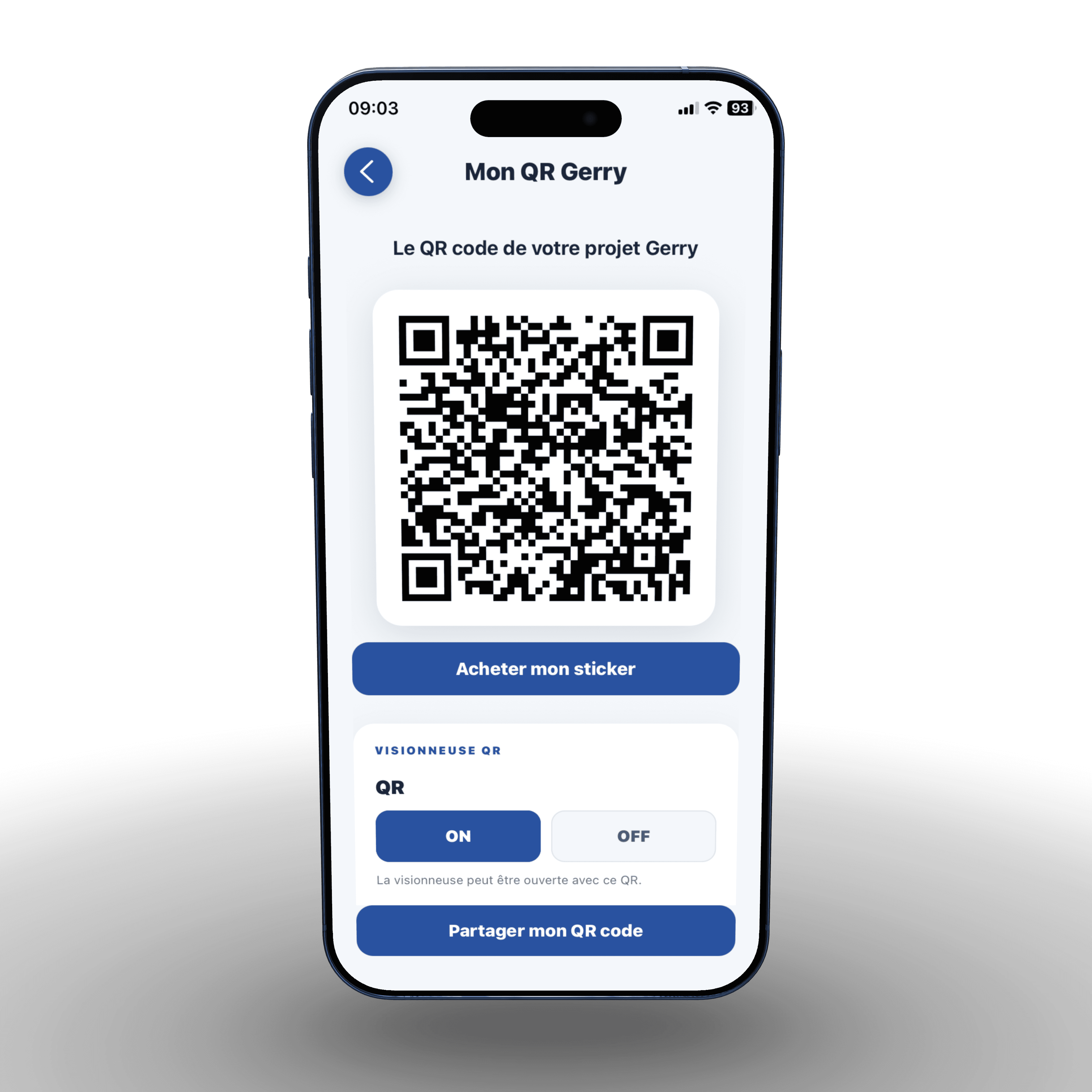 QR code de partage d’un projet Gerry